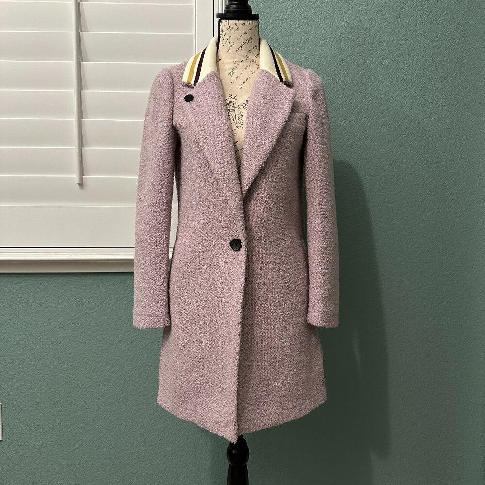 NWOT Scotch & Soda Lilac Pink Wool Blended Double Breasted Coat Size XS
